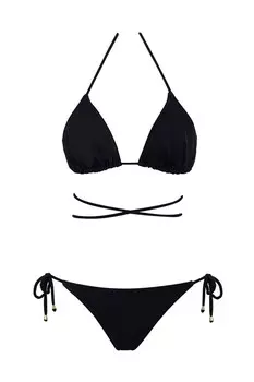 Бразильский комплект бикини с треугольными стрингами SLR Sailor Moda, черный