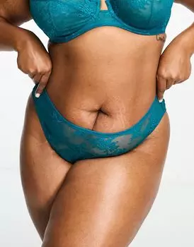 Бразильское зелено-синее кружевное платье ASOS DESIGN Curve Cate