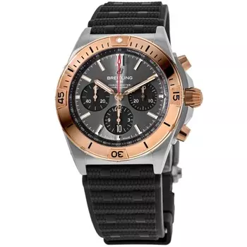 Breitling Chronomat B01 42 автоматический хронограф серый циферблат 18-каратное розовое золото безель резиновый ремешок мужские часы