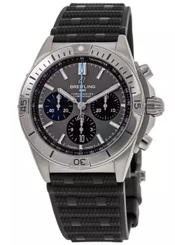 Breitling Chronomat B01 42 автоматический хронограф серый циферблат черный каучуковый ремешок мужские часы EB0134101M1S1