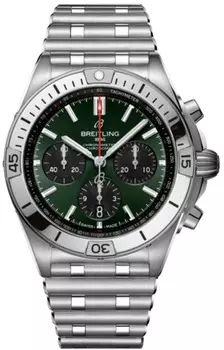 Breitling Chronomat B01 42 хронограф автоматический зеленый циферблат стальные мужские часы AB0134101L2A1