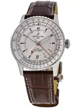 Breitling Navitimer Automatic 41 GMT бежевый циферблат коричневый кожаный ремешок мужские часы A32310211G1P1