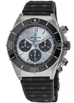 Breitling Super Chronomat B01 44 автоматический хронограф ледяной голубой циферблат черный каучуковый ремешок мужские часы PB0136251C1S1