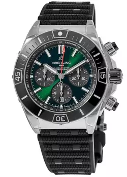 Breitling Super Chronomat B01 44 зеленый циферблат каучуковый ремешок мужские часы AB0136251L1S1