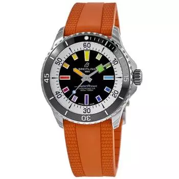 Breitling Superocean Automatic 42 черные циферблаты оранжевый каучуковый ремешок мужские часы A17375211B2S3