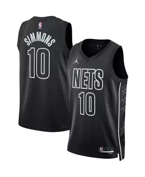 Брендовая мужская футболка ben simmons black brooklyn nets 2022/23 statement edition swingman jersey Jordan, черный