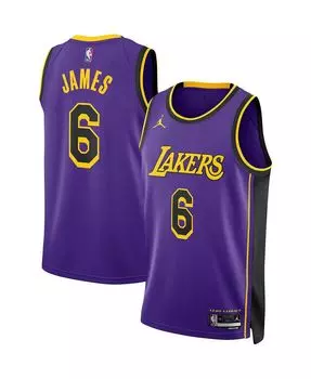 Брендовая мужская футболка lebron james purple los angeles lakers 2022/23 statement edition swingman jersey Jordan, фиолетовый