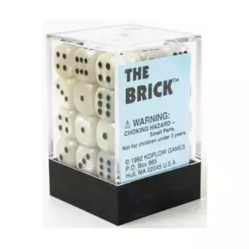 Brick, The — d6 Белый мраморный с черным (36), Dice - Opaque (Koplow)