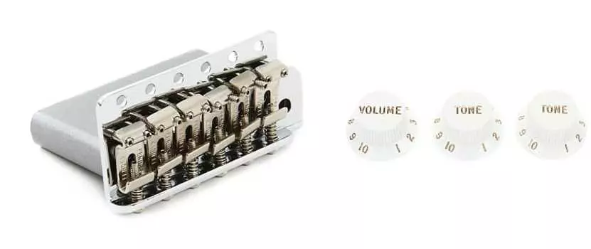 Бридж Fender American Vintage Strat Tremolo в сборе — хромированный комплект со сменными ручками Fender Stratocaster — белый 0992035000=1 0992049000=1