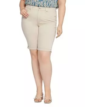 Бриелла Джинсовые шорты с отворотом NYDJ Plus, слоновая кость/кремовый