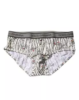 Брифы Ivory Bird Print Cotton Regular Brief Underwear Dolce & Gabbana, кремовый