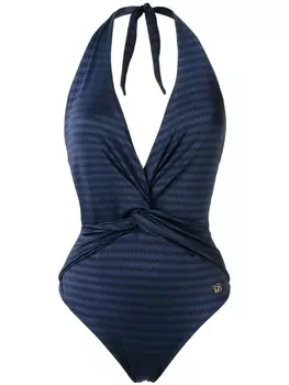 Brigitte цельный купальник c V-образным вырезом, синий