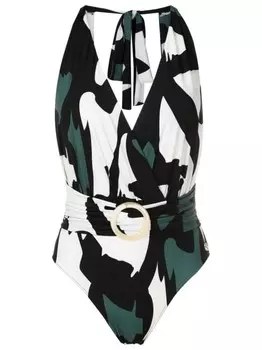 Brigitte купальник с вырезом халтер и абстрактным узором, мультиколор