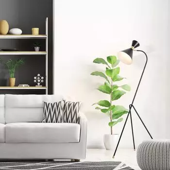 BRILLIANT Напольный светильник Jervis | декоративная старинная лампа | черная латунь | 1 розетка E27 макс. 42 Вт | 1600 см | с поворотной головкой и ножным переключателем, черный