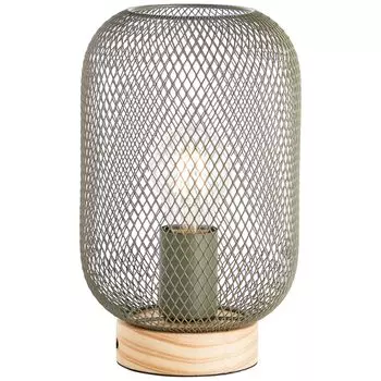 BRILLIANT Настольный светильник GIADA | Настольная лампа со шнуровым промежуточным выключателем | 1 розетка E27 макс. 40 Вт | Металл/дерево, зеленый