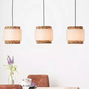 BRILLIANT Подвесной светильник WATERLILLY | натуральный подвесной светильник из водяного гиацинта | 35 см Высота: 140 см Ширина: 110 см | Текстиль/водный гиацинт/металл | 3 розетки E27 макс. 60 Вт | черный/коричневый/белый