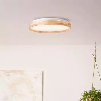 BRILLIANT Потолочный светильник ALSON | Потолочный светильник с абажуром из экологически чистого дерева | Регулируемый цвет света | 26 Вт 2500 люмен 300–4500 Кельвин | 39,5 см | Металл/Дерево/Пластик, коричневый