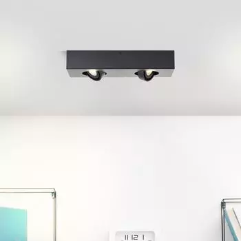 BRILLIANT Потолочный светильник DORO | 2 потолочных точечных светильника с поворотными точечными светильниками | 2x GU10 4,5 Вт 345 люмен 3000 Кельвин - сменная лампа | металл, черный