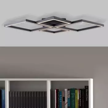 BRILLIANT Потолочный светильник Quon | Современные светодиодные настенные и потолочные светильники | 86x58см | черный | 1 встроенный светодиод мощностью 34 Вт | 4000лм | 2700-6500К | ЦКТ | регулируется с помощью пульта дистанционного управления