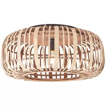 BRILLIANT Потолочный светильник WOODROW | Потолочный светильник в стиле бохо с бамбуковым абажуром 50 см | 1 розетка E27 макс. 60 Вт | Металл/бамбук, коричневый