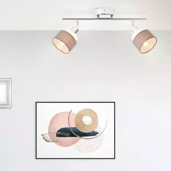 BRILLIANT серый точечный светильник НЕАПОЛЬ | 21 х 48 х 8 см | 2x E14 макс. 28 Вт | поворотный | Металл/текстиль, серебро