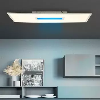 BRILLIANT современная светодиодная панель монтажная панель 80x40см | Потолочный светильник с регулируемой яркостью, центральной подсветкой RGB и пультом дистанционного управления | 37 Вт, 3800 люмен, от 2700 до 6500 Кельвинов | Металл, пластик, белый