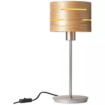 BRILLIANT светильник Darill Настольная лампа матовый никель/светлое дерево | 1x A60, E27, 60 Вт, г.с. Нормальные лампы н. Со шнуровым промежуточным выключателем | Подходит для светодиодных лампочек.