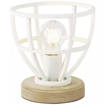 BRILLIANT светильник Настольная лампа Matrix Wood 18см матовый белый | 1x A60, E27, 40 Вт, подходит для обычных ламп (не входят в комплект) | Масштабировать A++ до E | Со шнуровым промежуточным переключателем