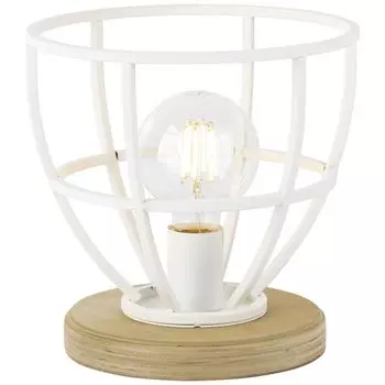 BRILLIANT светильник Настольная лампа Matrix Wood 25см матовый белый | 1x G95, E27, 60 Вт, подходит для обычных ламп (не входят в комплект) | Масштабировать A++ до E | Со шнуровым промежуточным переключателем