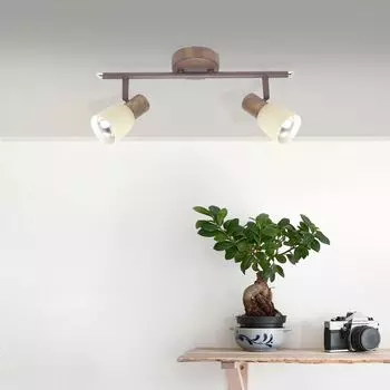 BRILLIANT точечная лампа Luca | потолочный точечный светильник в деревенском стиле | Металл/Стекло | старая медь | поворотный | 2x E14 макс. 40 Вт