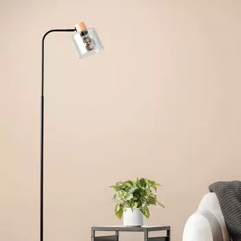 BRILLIANT Weald Торшер 1,6м черный/дымчатый/дерево