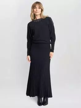 Бриллиантовый джемпер с крыльями летучей мыши Gina Bacconi, черный