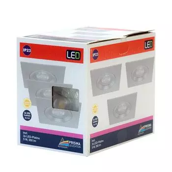 BRILONER комплект встраиваемых светильников из 3 светодиодов GU10 5W серебристый, квадратный, жесткий, белый