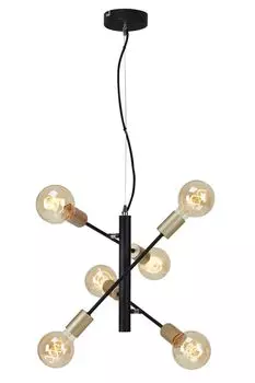 Briloner Leuchten BLACK STEEL - подвесной светильник - 6 ламп в дизайне ретро/винтаж - металл - 60 Вт - черно-бело-золотой