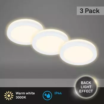 Briloner Leuchten SLEEK LED комплект из 3 встраиваемых светильников 3 светодиодных пульта дистанционного управления 3 Вт 350 лм пластик-металл белый