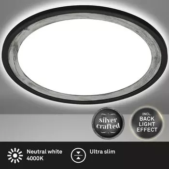 Briloner Leuchten SLIM DECO LED Светодиодная панель 1x светодиодный пульт 18 Вт 2400 лм пластик черно-серебристый, черный