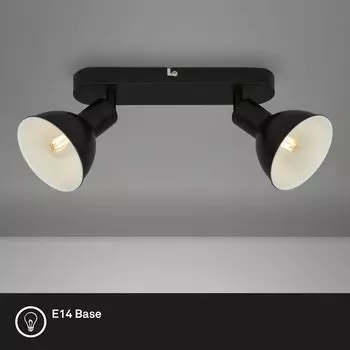 Briloner Leuchten SPOLULA точечный светильник, 2x E27, пульт дистанционного управления, металл, черный и белый