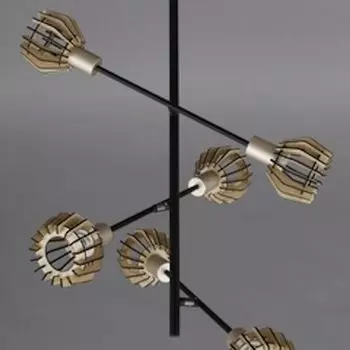 БРИЛОНЕР Потолочный светильник, 6 лампочек, клен, черно-бледное золото. Briloner, черный