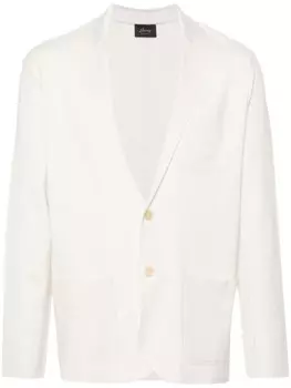 Brioni блейзер тонкой вязки с нашивкой-логотипом, белый