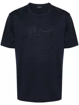 Brioni футболка с нашивкой-логотипом, синий