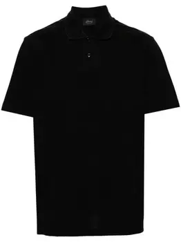 Brioni хлопковая рубашка-поло с логотипом, черный