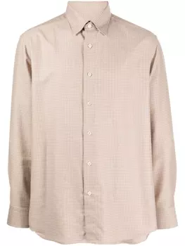 Brioni клетчатая рубашка с отложным воротником, коричневый