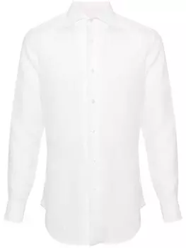 Brioni льняная рубашка с классическим воротником, серый