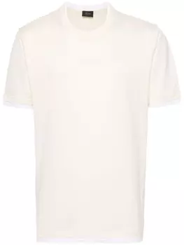 Brioni многослойная футболка с вышитым логотипом, нейтральный цвет