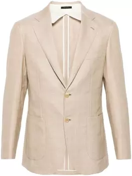 Brioni однобортный пиджак из смесовой шерсти, нейтральный цвет