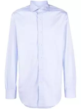 Brioni поплиновая рубашка с отложным воротником, синий