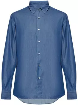 Brioni рубашка из хлопчатобумажной джинсовой ткани, синий