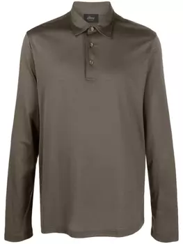 Brioni рубашка поло из смесового шелка, зеленый