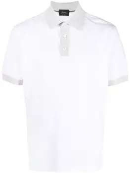 Brioni рубашка поло с контрастным воротником, белый