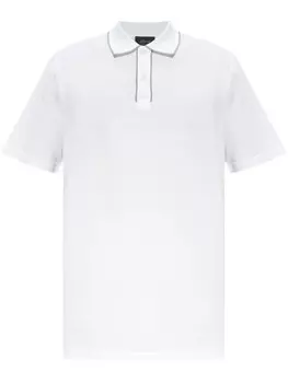 Brioni рубашка поло с логотипом из хлопка-пике, белый